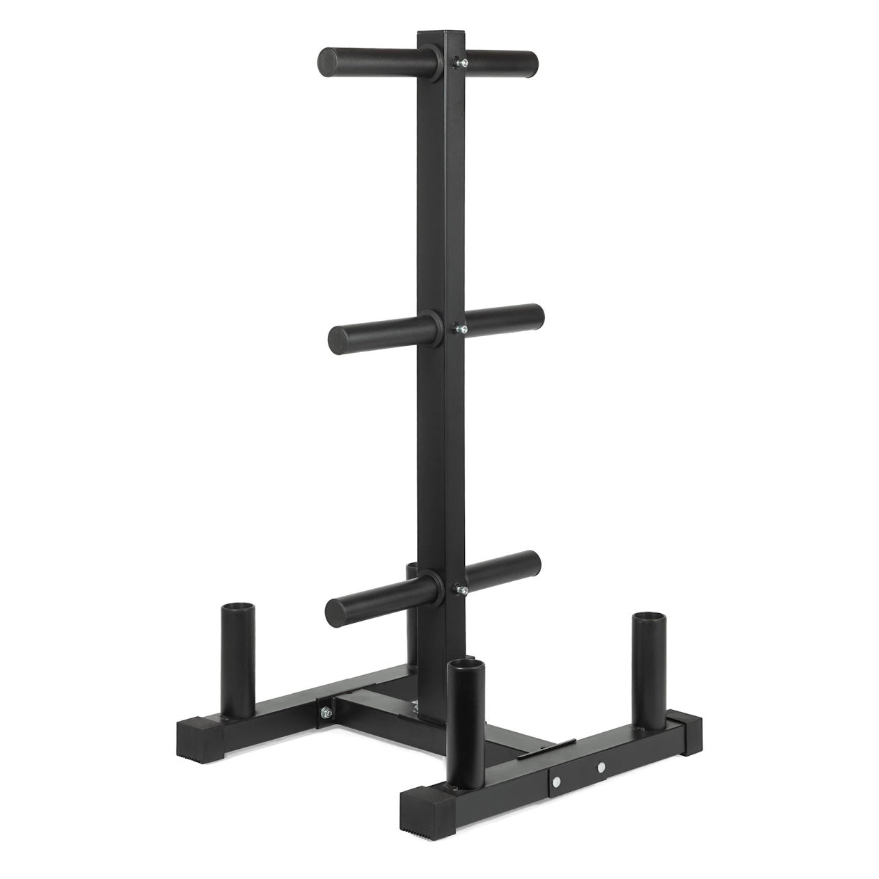 Heavy Duty Olympic Weight Tree & Bar Stand – 3 Tier Plate Rack with Barbell Holders, 200kg Capacity, Black Powder Coated Steel for Compact Home Gym Storage