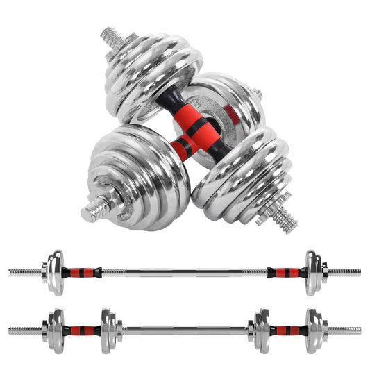 2-in-1 Steel Adjustable 20kg Dumbbell & Barbell Set – Durable Cast Iron Weights, Ideal for Strength Training and Home Gym Workouts
