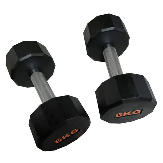 Round Hex Dumbbells with Anti-Roll Design – Rubber Coated Weights for Safe, Quiet Workouts with Ergonomic Grip | Available in Singles, Pairs & Full Sets