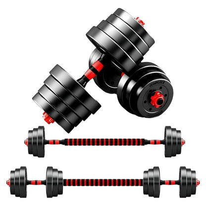 Adjustable Dumbbell Barbell Set 20–30 kg, Vinyl‑Coated, Ergonomic Grip, 2‑in‑1 Dumbbell & Barbell for Strength Training Home Gym