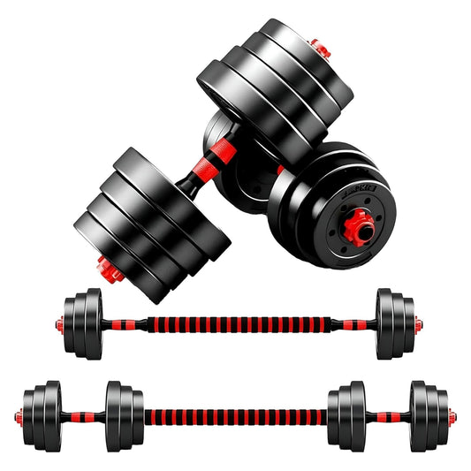 Adjustable Dumbbell Barbell Set 20–30 kg, Vinyl‑Coated, Ergonomic Grip, 2‑in‑1 Dumbbell & Barbell for Strength Training Home Gym