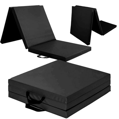 Tri-Fold Gymnastics Mat – 5cm Thick PU Leather, Non-Slip, Foldable Exercise Mat