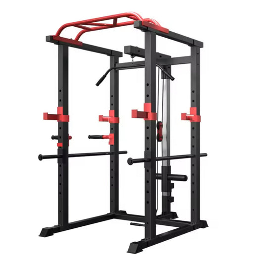 Heavy Duty Power Multi Cage with Pulley System – Adjustable Strength Training Rack with Pull-Up Bar, Safety Arms & Cable Attachments for Full-Body Workouts