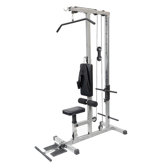 Heavy Duty LAT Pull Down Station with Adjustable Seat – Full Body Cable Trainer Featuring High and Low Pulleys for Home Workouts