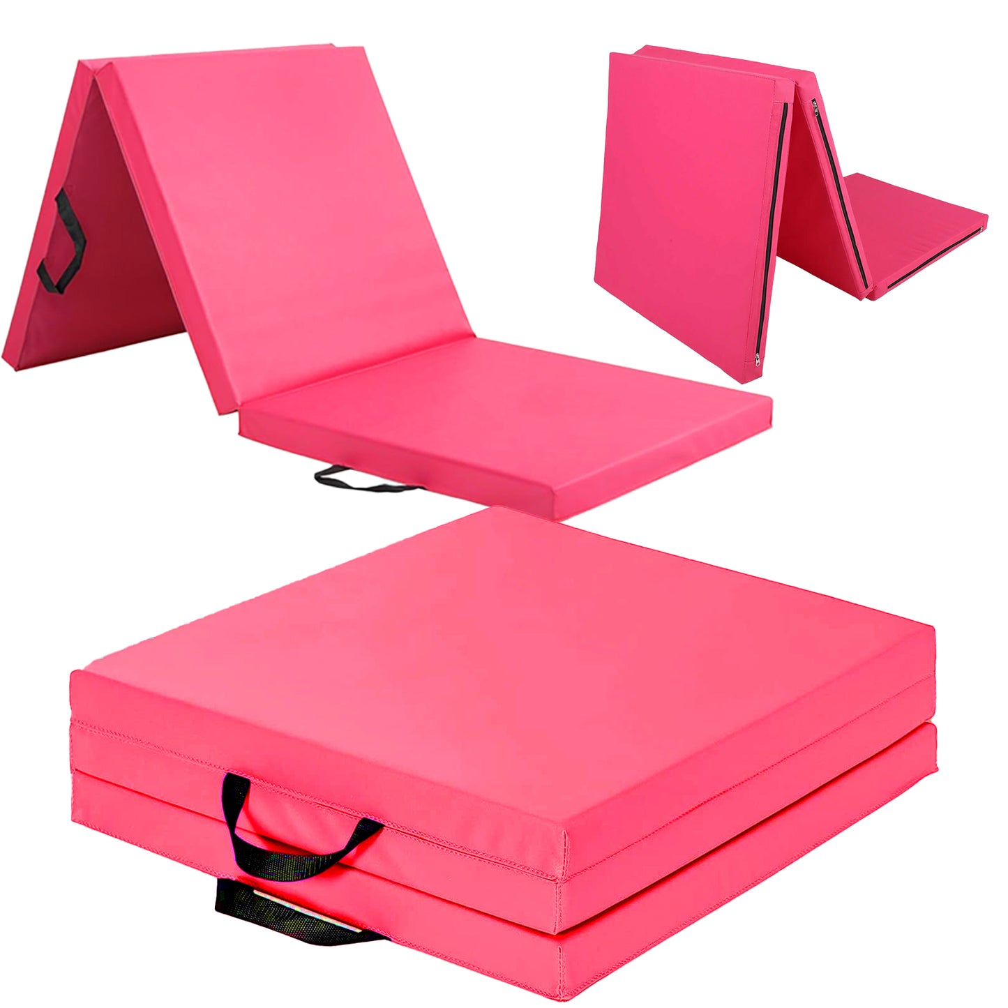 Tri-Fold Gymnastics Mat – 5cm Thick PU Leather, Non-Slip, Foldable Exercise Mat