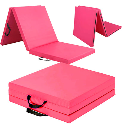 Tri-Fold Gymnastics Mat – 5cm Thick PU Leather, Non-Slip, Foldable Exercise Mat