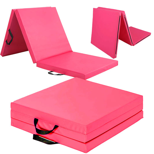 Tri-Fold Gymnastics Mat – 5cm Thick PU Leather, Non-Slip, Foldable Exercise Mat