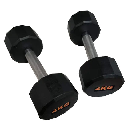 Round Hex Dumbbells with Anti-Roll Design – Rubber Coated Weights for Safe, Quiet Workouts with Ergonomic Grip | Available in Singles, Pairs & Full Sets