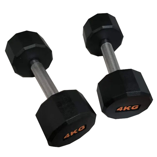 Round Hex Dumbbells with Anti-Roll Design – Rubber Coated Weights for Safe, Quiet Workouts with Ergonomic Grip | Available in Singles, Pairs & Full Sets