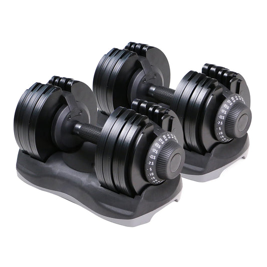 Adjustable Dumbbell Pair 5–32.5 kg – Ergonomic Grip, Rapid Weight Adjustment, Quiet Strength Training for Compact Home Gym Setups