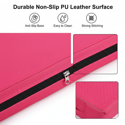 Tri-Fold Gymnastics Mat – 5cm Thick PU Leather, Non-Slip, Foldable Exercise Mat