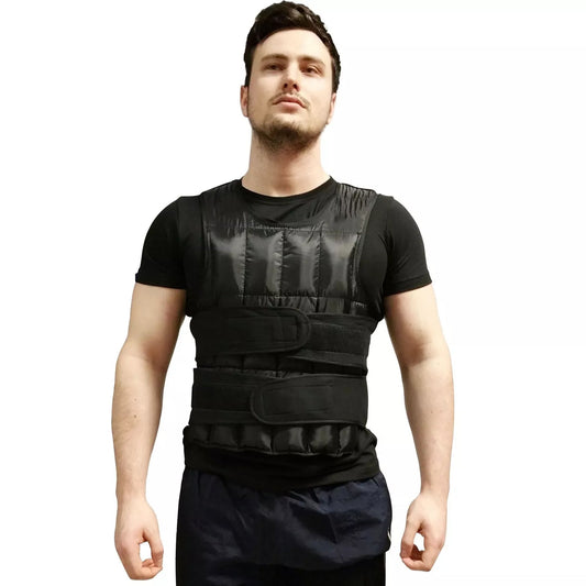 Adjustable 10–20 kg Black Weight Vest with 38 Weight Bags – Train Harder with the Ultimate Weighted Vest –  Perfect for Strength & Cardio Training at Home Gym
