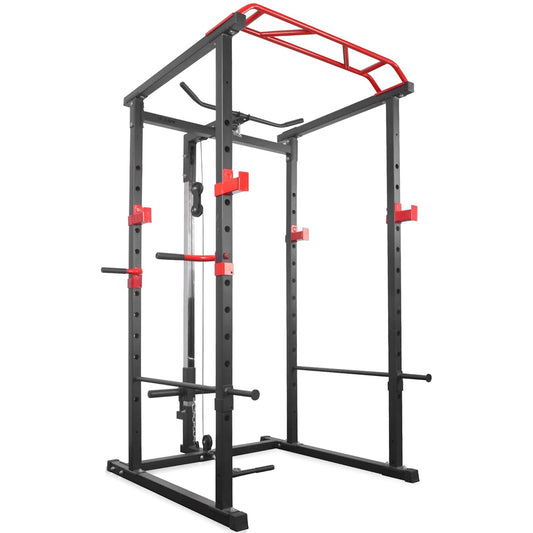 Heavy Duty Power Multi Cage with Pulley System – Adjustable Strength Training Rack with Pull-Up Bar, Safety Arms & Cable Attachments for Full-Body Workouts