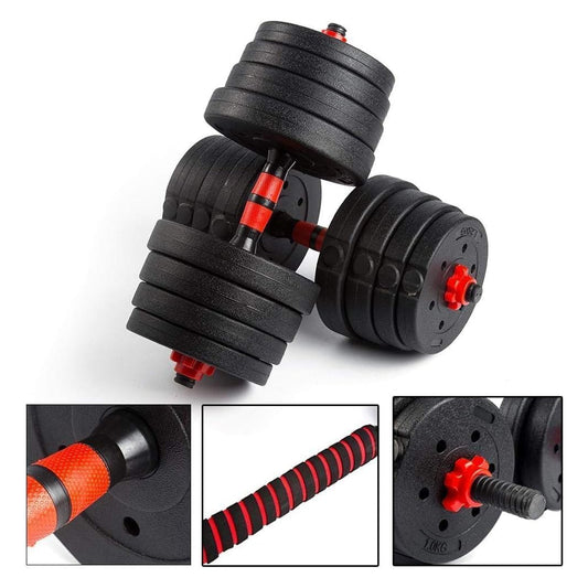 Adjustable Dumbbell Barbell Set 20–30 kg, Vinyl‑Coated, Ergonomic Grip, 2‑in‑1 Dumbbell & Barbell for Strength Training Home Gym