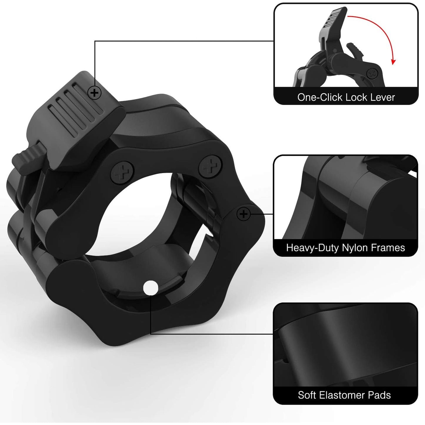 Secure & Durable Olympic Barbell Clips – Quick Lock 2-Inch Bar Collars for Safe Lifting, Heavy Duty ABS, Pro-Grade, Portable, Ideal for All Strength Training