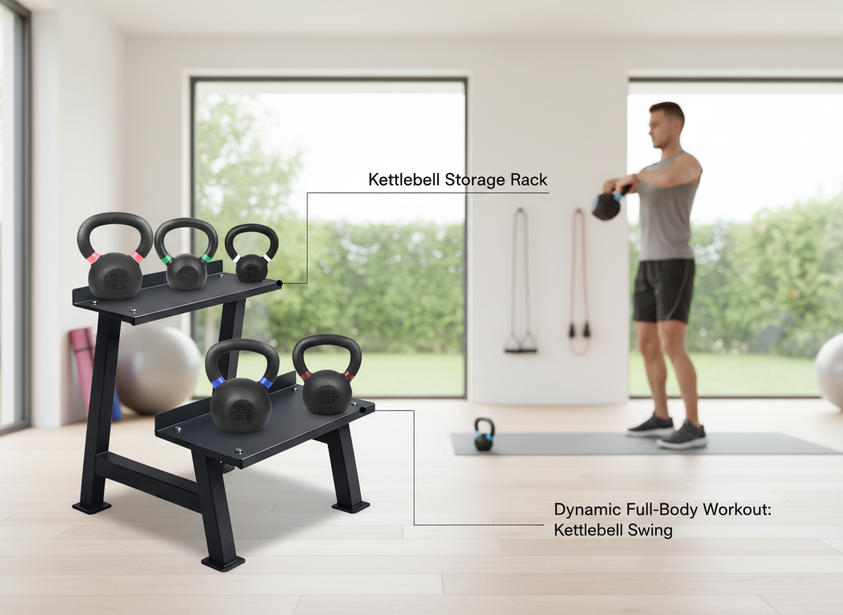Commercial Kettlebell Storage Rack – Heavy-Duty Steel Weight Organizer for Kettlebells
