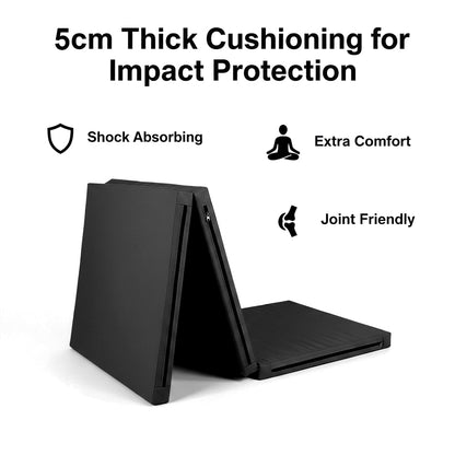 Tri-Fold Gymnastics Mat – 5cm Thick PU Leather, Non-Slip, Foldable Exercise Mat