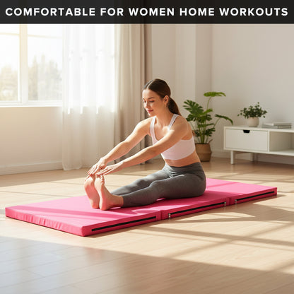 Tri-Fold Gymnastics Mat – 5cm Thick PU Leather, Non-Slip, Foldable Exercise Mat