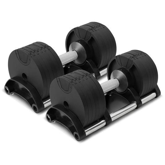 Adjustable Round Dumbbells | 24kg–45kg Single or Pair | Steel Core, Smooth Dial | Anti-Slip Grip for Home Gym | Optional Bench | Elite Strength Gear
