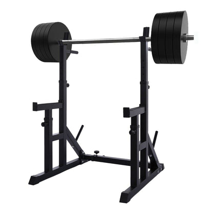 Adjustable Squat Rack with Dip Bars & Spotter Arms – Heavy-Duty Barbell Bench Press Stand for Strength Training & Home Gym Workouts