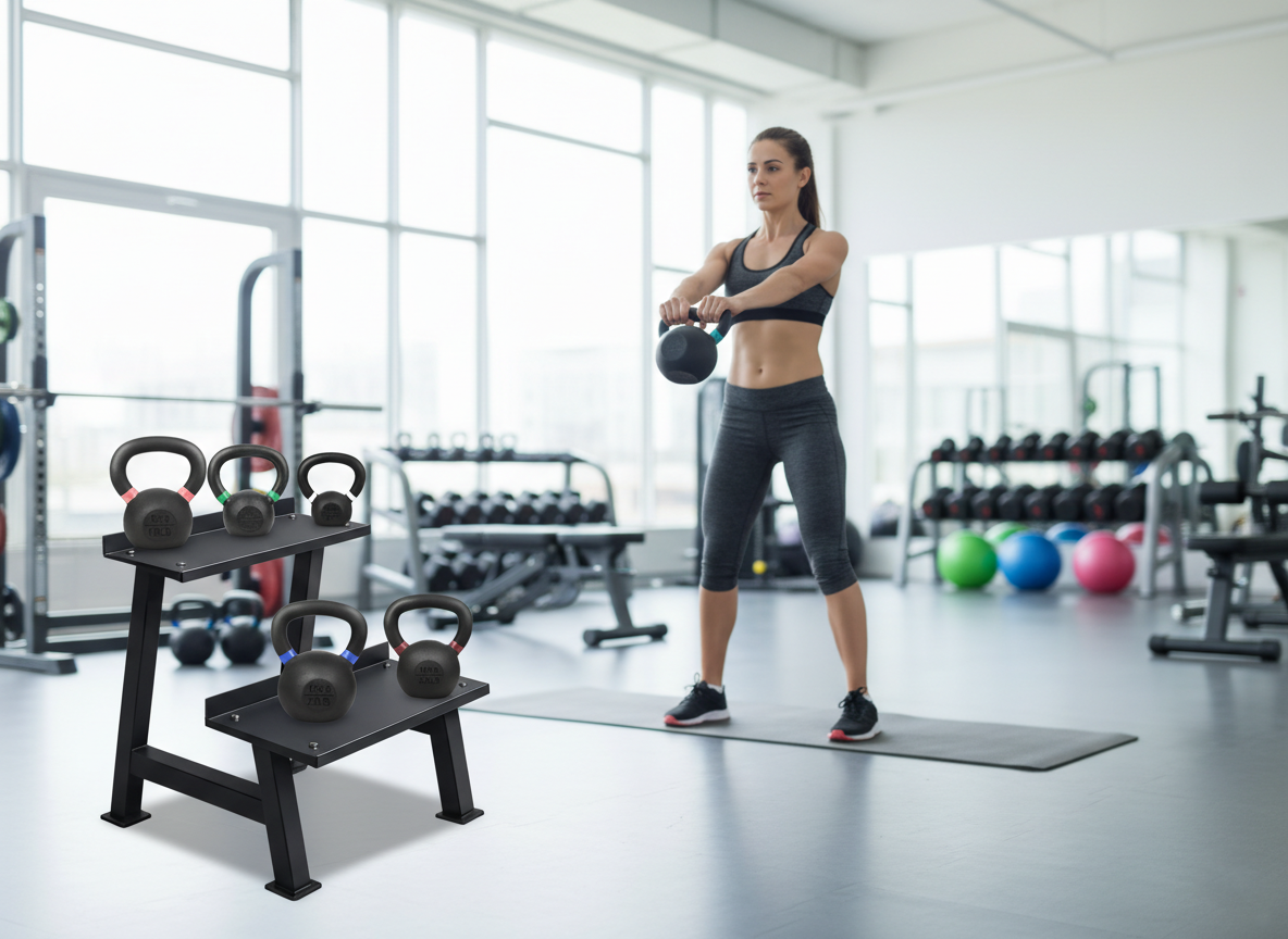 Commercial Kettlebell Storage Rack – Heavy-Duty Steel Weight Organizer for Kettlebells