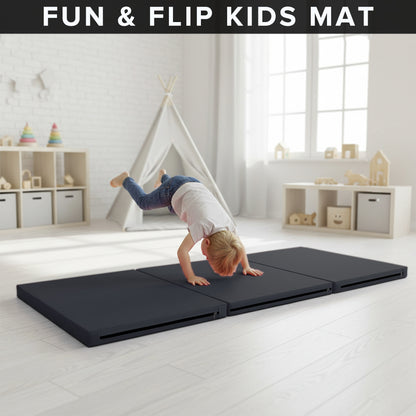Tri-Fold Gymnastics Mat – 5cm Thick PU Leather, Non-Slip, Foldable Exercise Mat