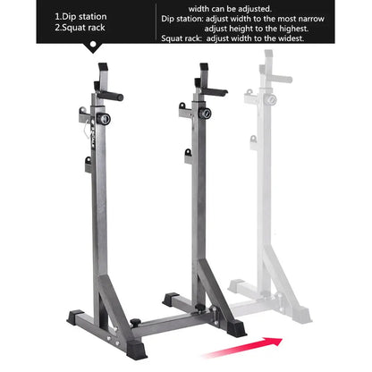 Adjustable Half Squat Rack with Dip Station, Spotters, 6ft/7ft Barbell & Tri-Grip Weight Plates – 200kg Capacity, Heavy-Duty Steel – Full Strength Setup for Home Gyms