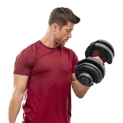 40kg (17-in-1) Adjustable Dumbbell with Smart Dial | Compact Adjustable Weight System for Home Gym | Heavy-Duty Strength Training | Optional Bench & Stand