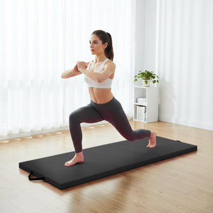 Tri-Fold Gymnastics Mat – 5cm Thick PU Leather, Non-Slip, Foldable Exercise Mat