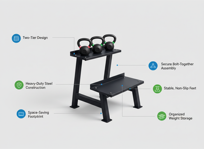 Commercial Kettlebell Storage Rack – Heavy-Duty Steel Weight Organizer for Kettlebells