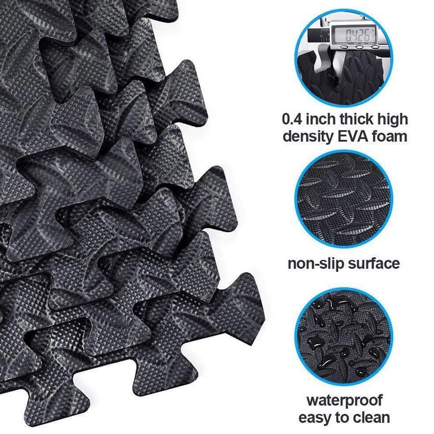 Heavy Duty 10mm Interlocking EVA Foam Puzzle Mats – Shock Absorbing, Non Slip Gym Flooring for Home Workouts, Studios, Garages & Play Areas