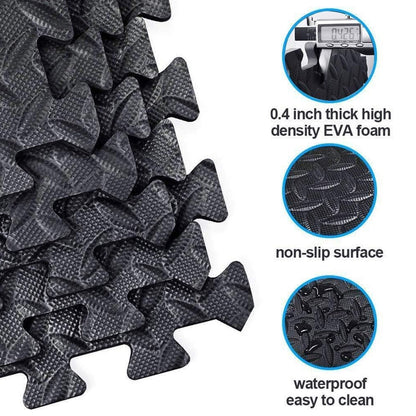 Heavy Duty 10mm Interlocking EVA Foam Puzzle Mats – Shock Absorbing, Non Slip Gym Flooring for Home Workouts, Studios, Garages & Play Areas