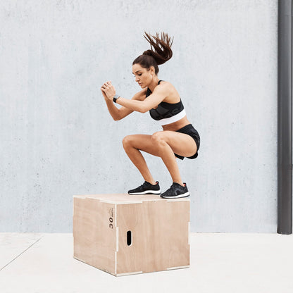 Multi Height 3-in-1 Wooden Plyo Jump Box, Anti‑Slip Texture, Plyometric Jump Box for Strength, Agility, and Home or Gym Training