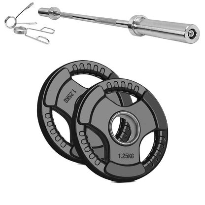 Heavy Duty Tri-Grip Olympic Weight Plates – Rubber Coated & Cast Iron, 2" Hole, Ergonomic Handles, Floor Safe, for Home Gym & Commercial Training Use