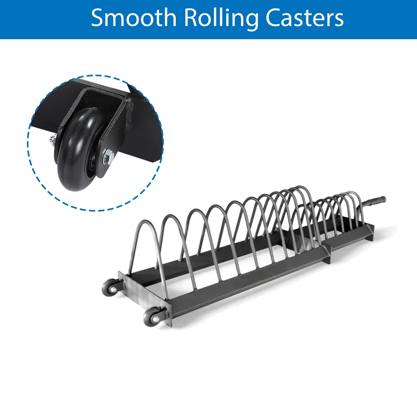 Portable Horizontal Weight Plate Rack with Wheels, Heavy-Duty Steel Plate & Barbell Storage Cart
