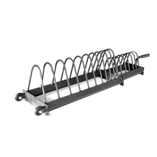 Portable Horizontal Weight Plate Rack with Wheels, Heavy-Duty Steel Plate & Barbell Storage Cart