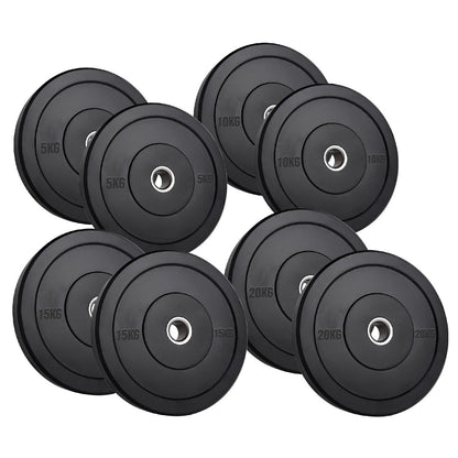 Durable Olympic Rubber Bumper Plates – Heavy Duty 2" Weight Plates for Strength Training, CrossFit & Lifting | Low Bounce, Floor Safe Design in Singles, Pairs & Sets