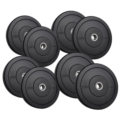 Durable Olympic Rubber Bumper Plates – Heavy Duty 2" Weight Plates for Strength Training, CrossFit & Lifting | Low Bounce, Floor Safe Design in Singles, Pairs & Sets