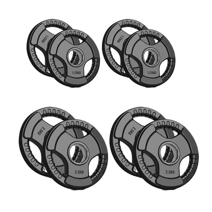 Heavy Duty Tri-Grip Olympic Weight Plates – Rubber Coated & Cast Iron, 2" Hole, Ergonomic Handles, Floor Safe, for Home Gym & Commercial Training Use