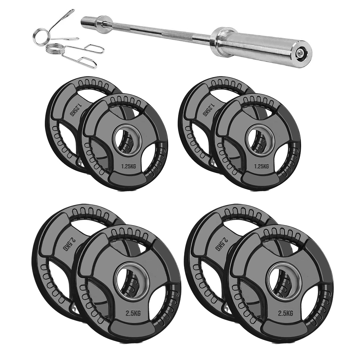 Heavy Duty Tri-Grip Olympic Weight Plates – Rubber Coated & Cast Iron, 2" Hole, Ergonomic Handles, Floor Safe, for Home Gym & Commercial Training Use