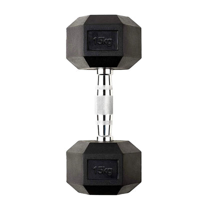Hex Dumbbells 2.5kg–60kg Pairs & Sets – Rubber-Coated Anti-Roll Weights with Knurled Steel Grip – Strength Training Dumbbell Set for Home Gym or Studio