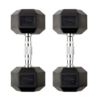 Hex Dumbbells 2.5kg–60kg Pairs & Sets – Rubber-Coated Anti-Roll Weights with Knurled Steel Grip – Strength Training Dumbbell Set for Home Gym or Studio