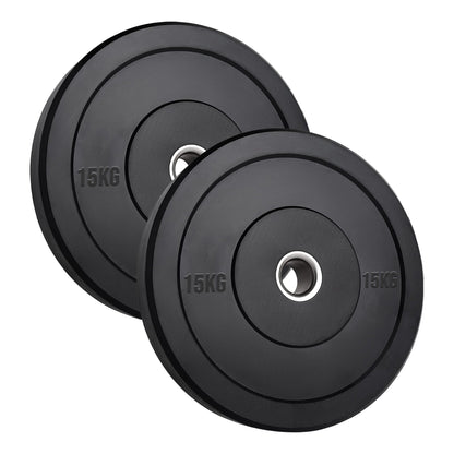 Durable Olympic Rubber Bumper Plates – Heavy Duty 2" Weight Plates for Strength Training, CrossFit & Lifting | Low Bounce, Floor Safe Design in Singles, Pairs & Sets