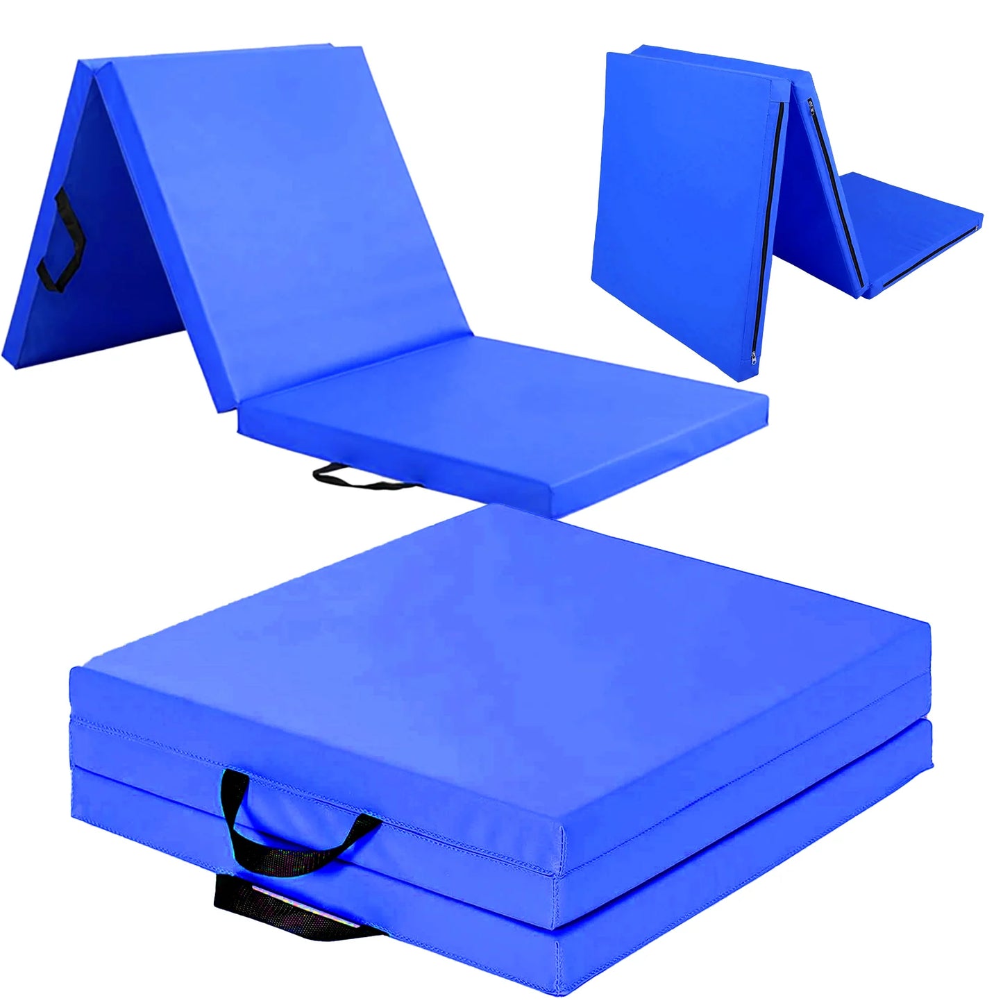 Tri-Fold Gymnastics Mat – 5cm Thick PU Leather, Non-Slip, Foldable Exercise Mat
