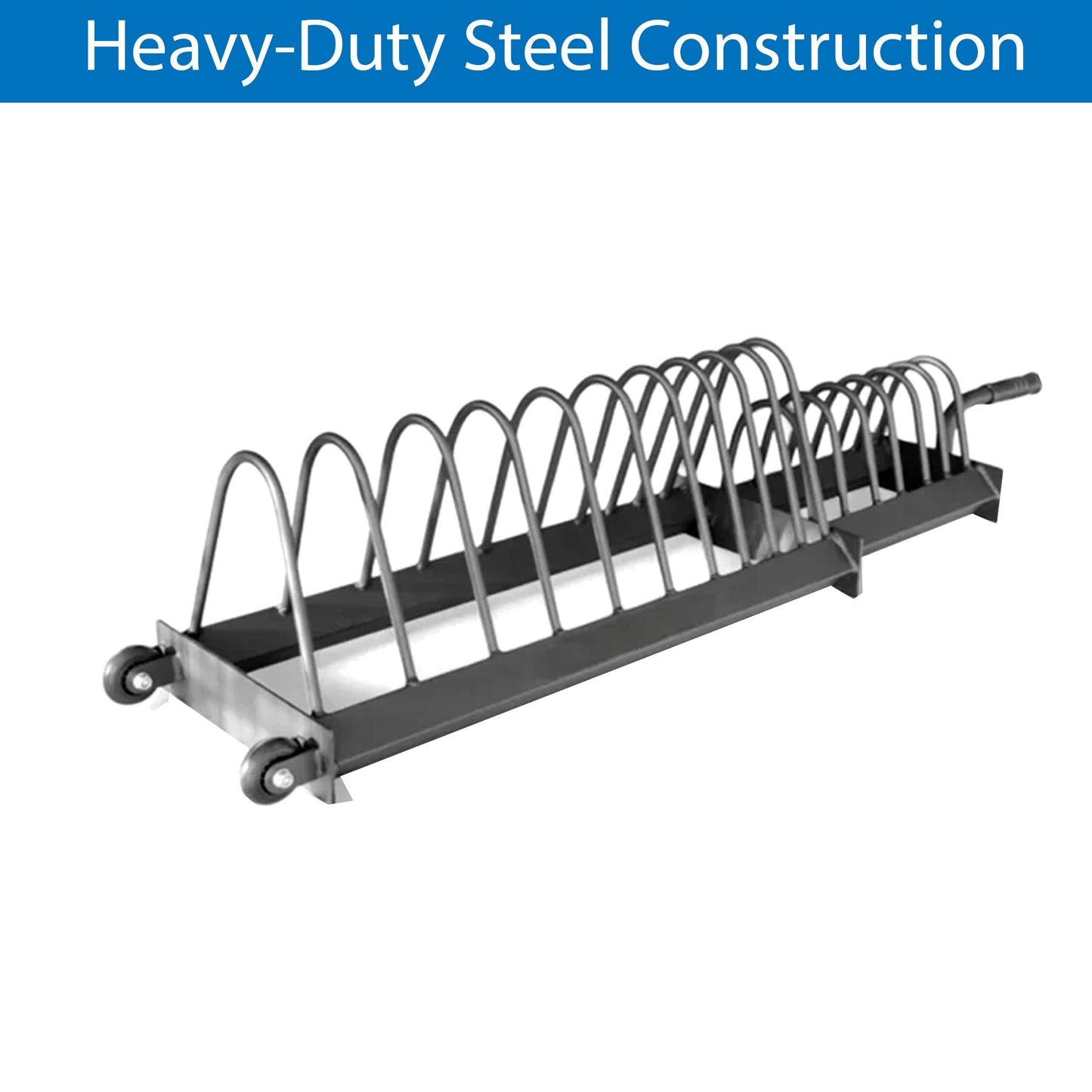 Portable Horizontal Weight Plate Rack with Wheels, Heavy-Duty Steel Plate & Barbell Storage Cart