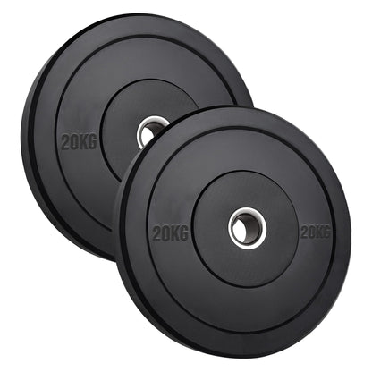 Durable Olympic Rubber Bumper Plates – Heavy Duty 2" Weight Plates for Strength Training, CrossFit & Lifting | Low Bounce, Floor Safe Design in Singles, Pairs & Sets