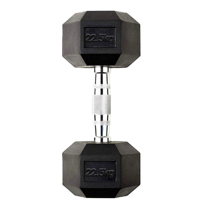 Hex Dumbbells 2.5kg–60kg Pairs & Sets – Rubber-Coated Anti-Roll Weights with Knurled Steel Grip – Strength Training Dumbbell Set for Home Gym or Studio