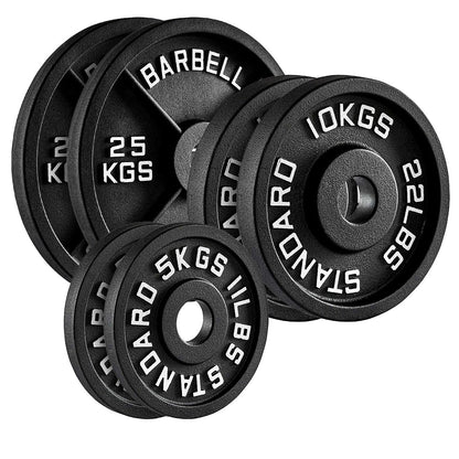 Durable Cast Iron Weight Plates for Home & Commercial Gyms – Standard 2" Hole for Olympic Barbells, Compact Design for Powerlifting, Bodybuilding & Full-Body Strength Training