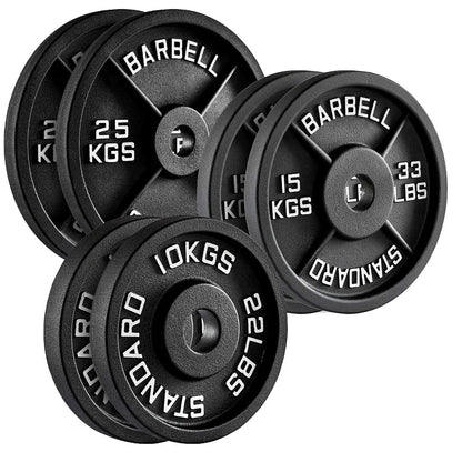 Durable Cast Iron Weight Plates for Home & Commercial Gyms – Standard 2" Hole for Olympic Barbells, Compact Design for Powerlifting, Bodybuilding & Full-Body Strength Training