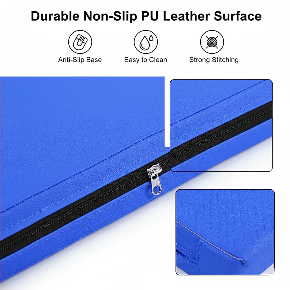 Tri-Fold Gymnastics Mat – 5cm Thick PU Leather, Non-Slip, Foldable Exercise Mat